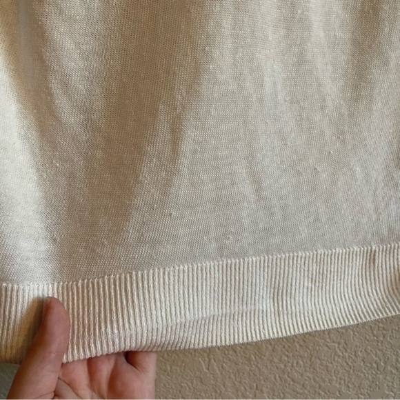 J.CREW Side Button Linen Blend V-neck Sweater in White Women's Size Small - Picture 5 of 9